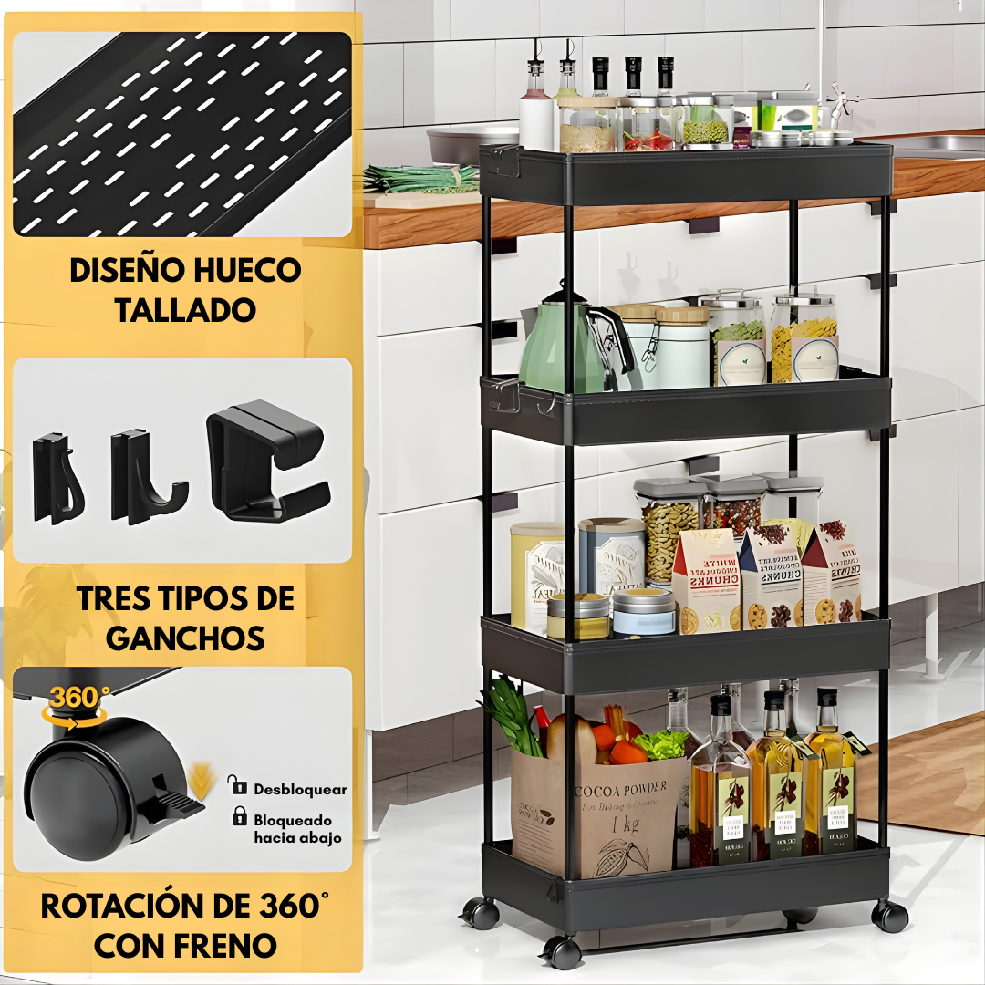 ESTANTE MULTIFUNCIONAL DE 4 NIVELES – Organización inteligente, más espacio y acceso fácil en cada rincón