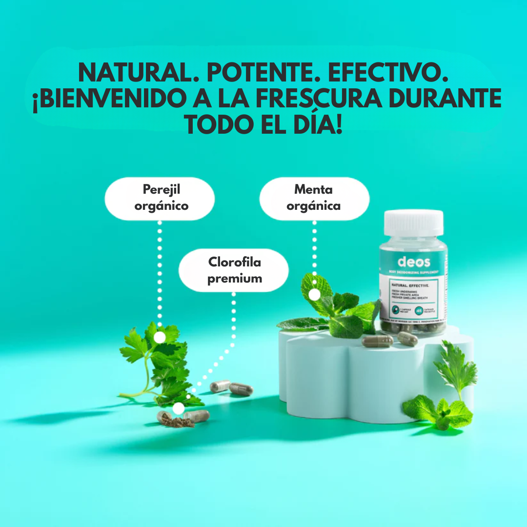 DEOS BODY DEODORIZING SUPPLEMENT — Frescura interna y confianza durante todo el día