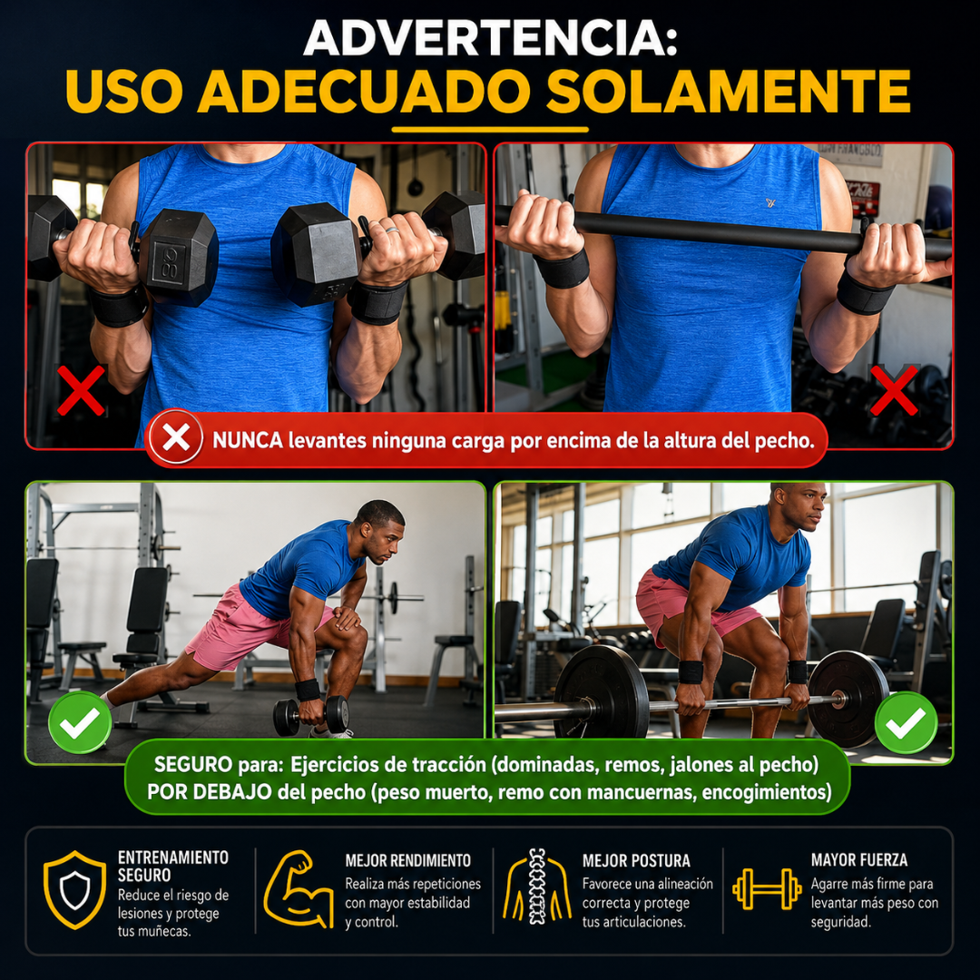 STRAPS O CORREAS DE LEVANTAMIENTO DE PESAS CON GANCHO – Agarre firme para entrenar