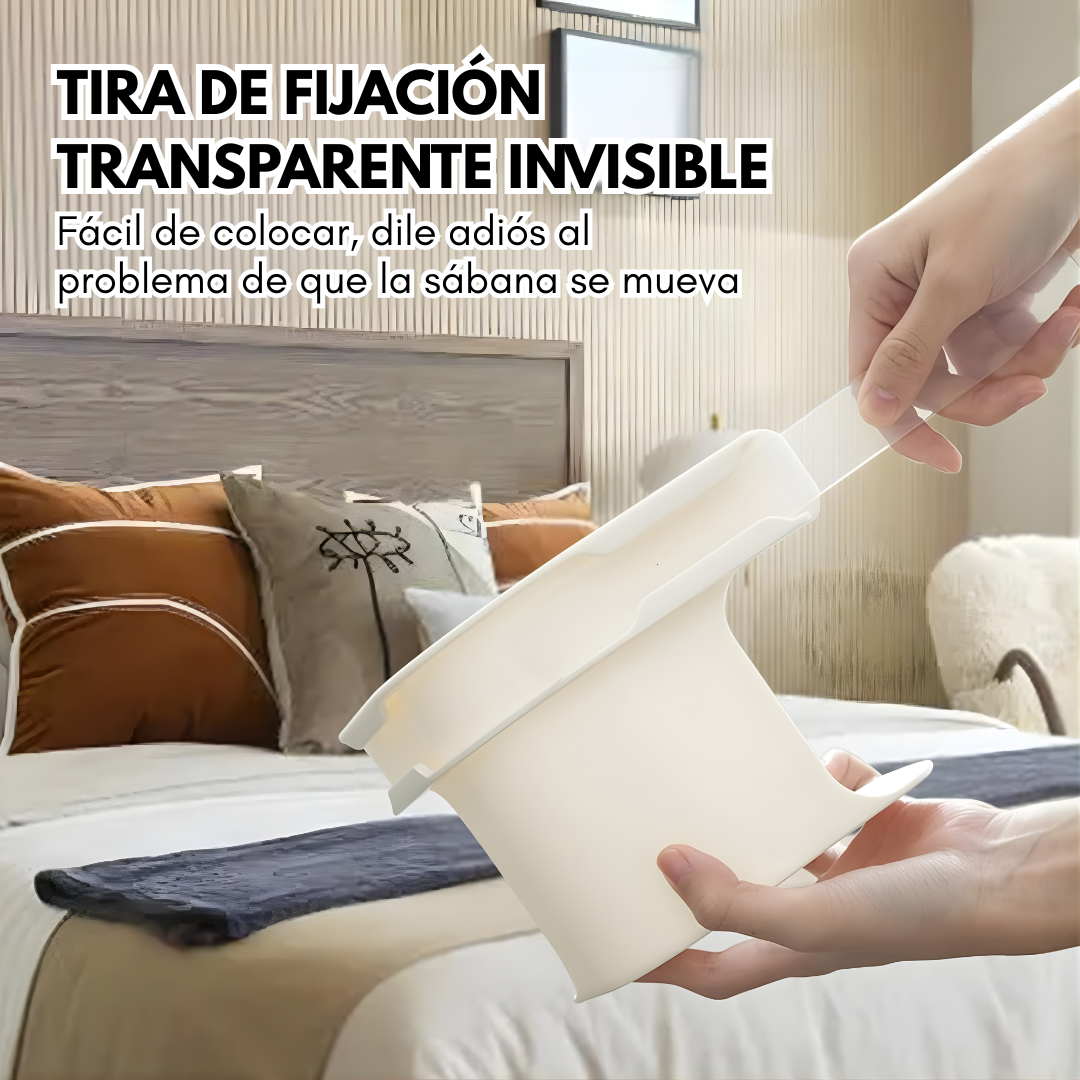 SET DE 4 SOSTENEDOR PLÁSTICO PARA ESQUINAS DE CAMAS – Sábanas firmes en segundos