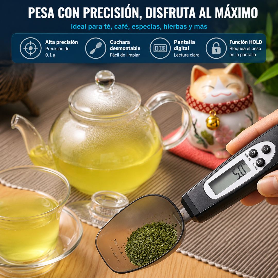 CUCHARA MEDIDORA PARA PESAR — La gramera que usa la cuchara misma, ideal para quien entrena y para alimentar bebés con precisión