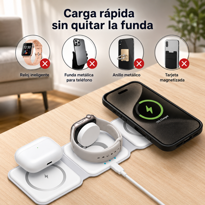 CARGADOR INALÁMBRICO 3 EN 1 MAGNÉTICO – Carga portátil total