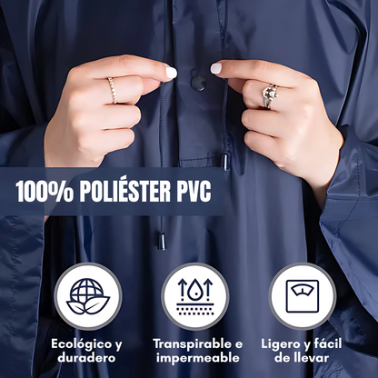 PONCHO IMPERMEABLE REFLECTANTE – Protección total bajo la lluvia, con máxima visibilidad