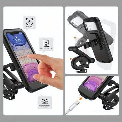 SOPORTE IMPERMEABLE PARA CELULAR EN VOLANTE — Navegación segura y control en cada recorrido