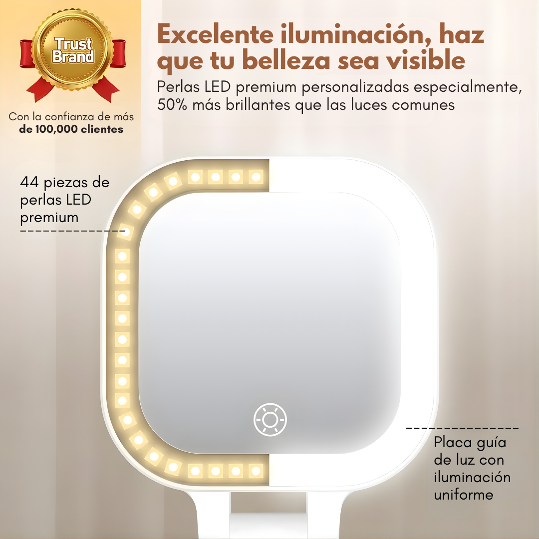 MINI ESPEJO DE MAQUILLAJE SURTIDO CON LUZ LED MAKEUP MIRROR – Precisión total, iluminación perfecta y retoques impecables en cualquier momento