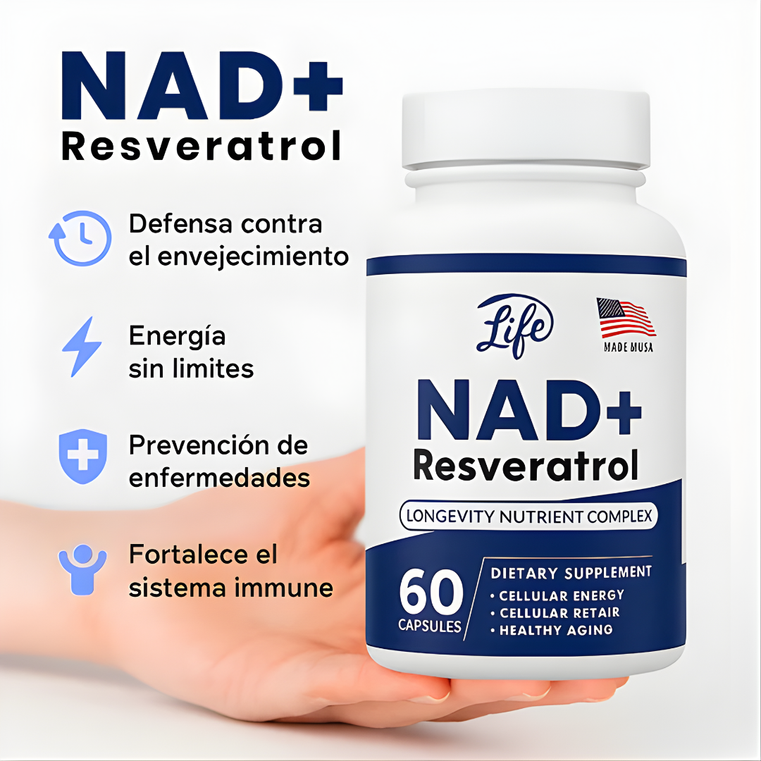 NAD RESVERATROL (OPTIMIZA LA FUNCIÓN COGNITIVA Y REFUERZA LAS NEURONAS) – Energía celular, enfoque mental y apoyo antioxidante avanzado
