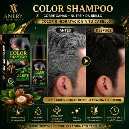 SHAMPOO COLOR – Cubre, matiza y realza tu cabello en negro o castaño desde la primera aplicación