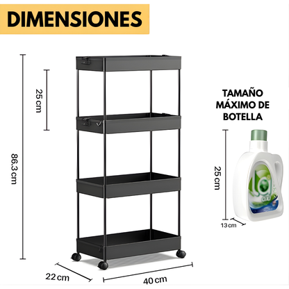 ESTANTE MULTIFUNCIONAL DE 4 NIVELES – Organización inteligente, más espacio y acceso fácil en cada rincón