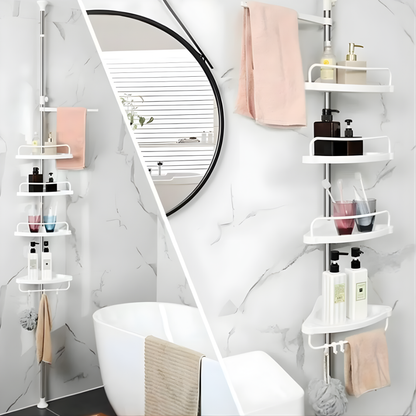 ORGANIZADOR RACK ESQUINERO PARA BAÑO – Aprovecha cada rincón, elimina el desorden y ten todo al alcance sin perforar paredes