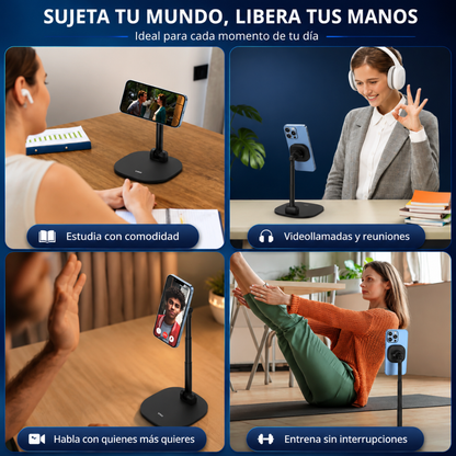 SOPORTE MAGNÉTICO DE ESCRITORIO PARA CELULAR – Vista libre y estable