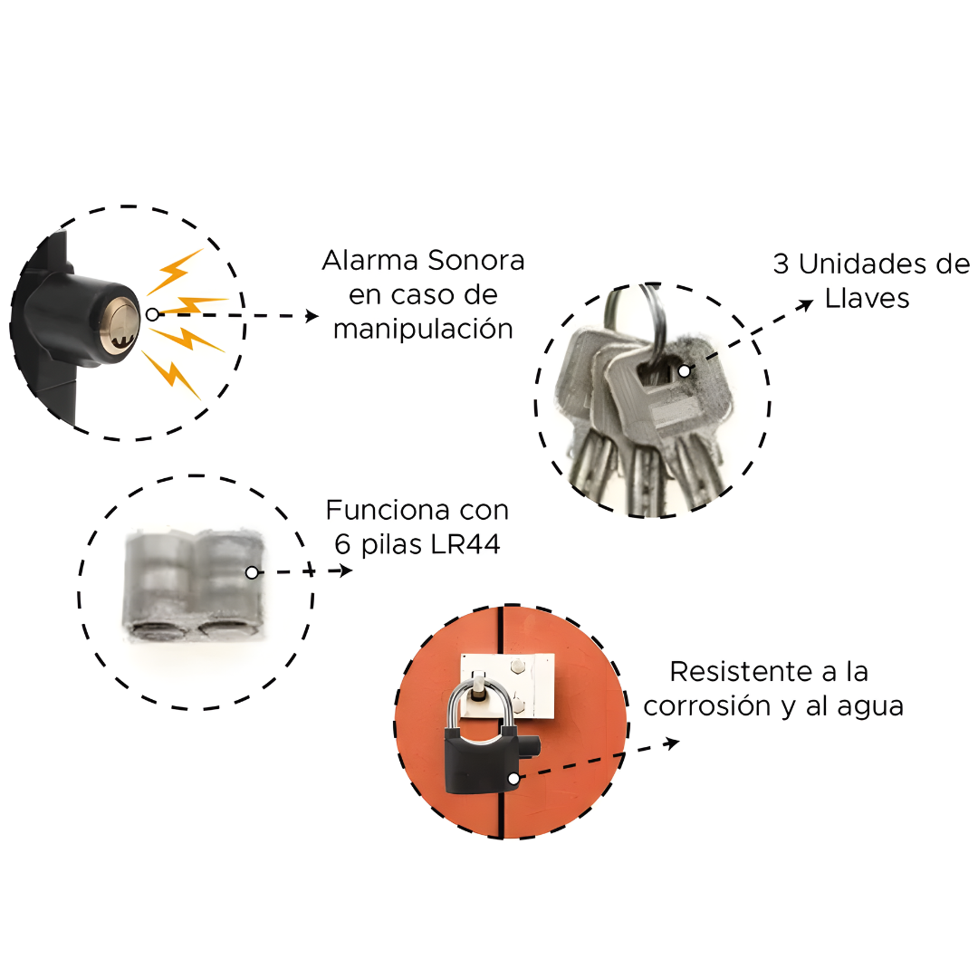 CANDADO DE SEGURIDAD CON ALARMA – Protección activa, alerta inmediata y tranquilidad en todo momento