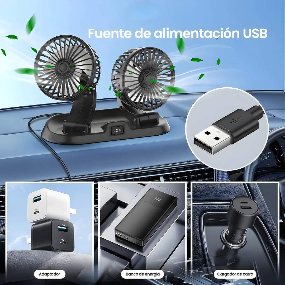 VENTILADOR 2 EN 1 PARA CARRO – Frescura inmediata, circulación eficiente y comodidad en cada trayecto