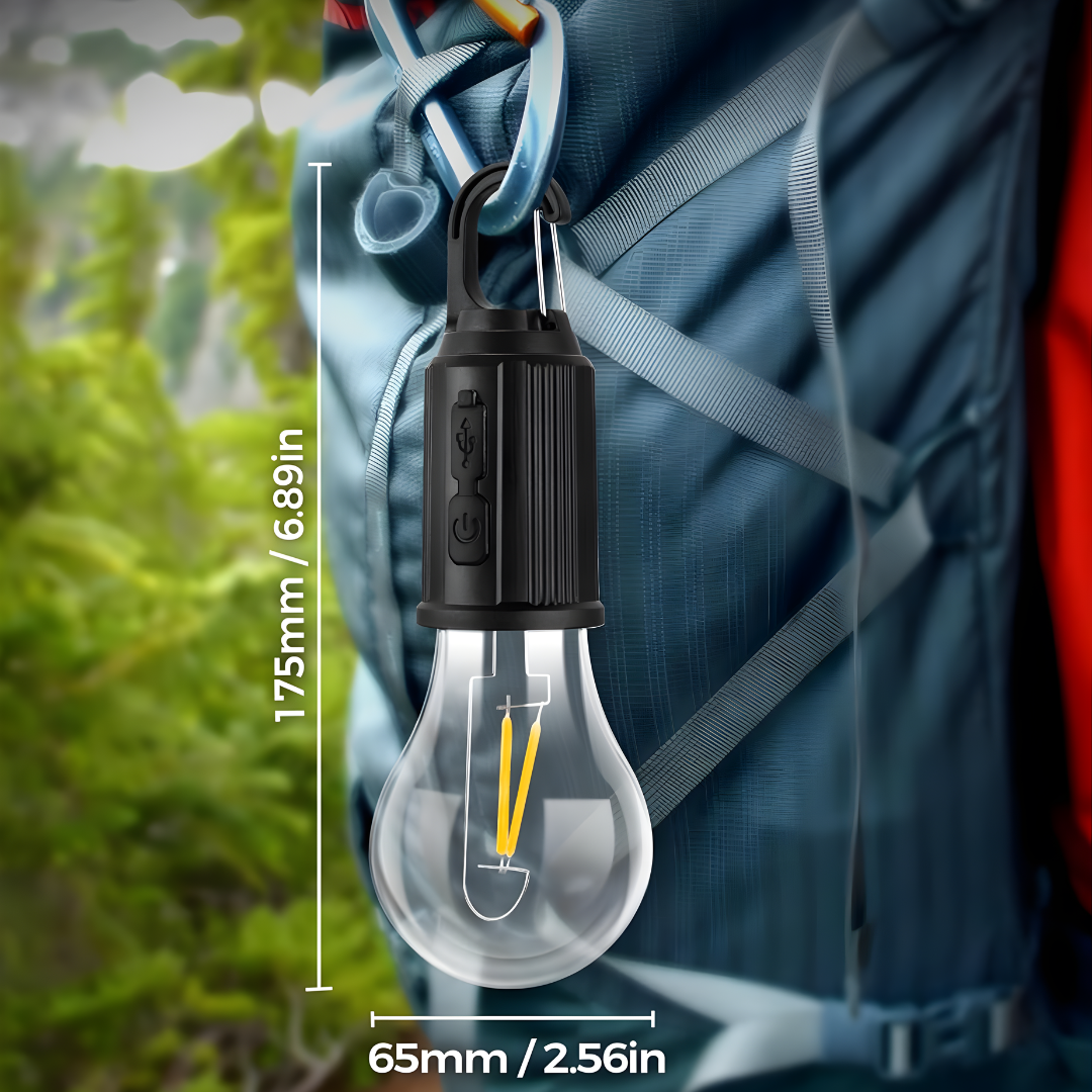 BOMBILLO LED PARA CAMPING – Iluminación potente, portátil y lista para cualquier aventura