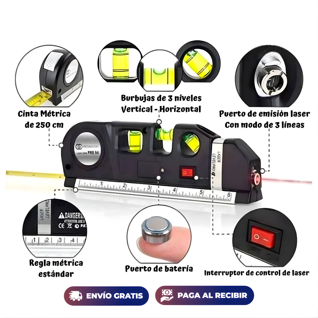 NIVEL LÁSER LEVEL PRO3 – Mide, nivela y alinea con precisión donde lo necesites