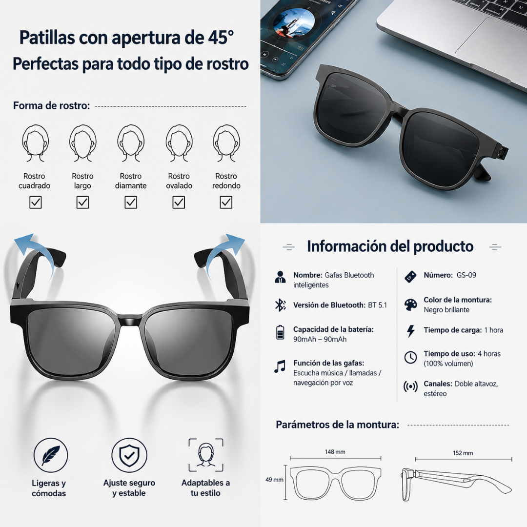 GAFAS DE AUDIO – Escucha tu música y mantente conectado con el mundo al mismo tiempo
