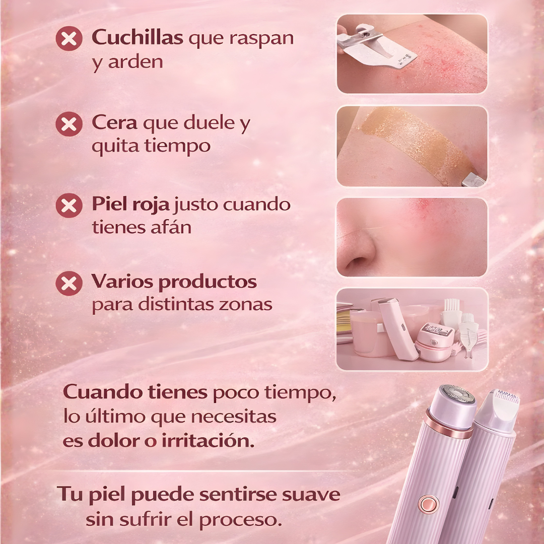 DEPILADORA RECARGABLE 2 EN 1 ROSA CON MORADA – Piel suave, depilación práctica y cuidado sin irritación