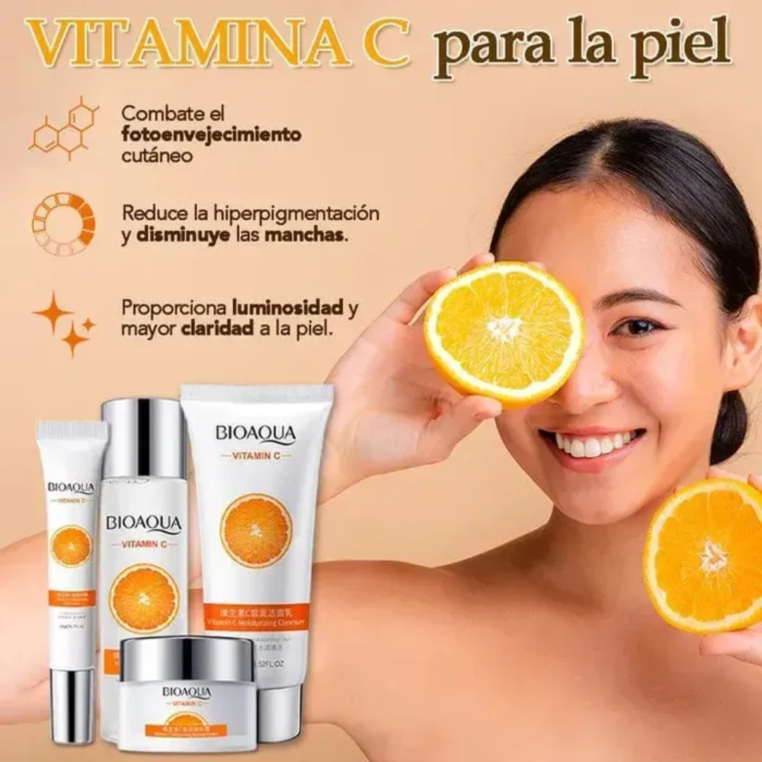 KIT DE VITAMINA C BIOAQUA - Rutina completa iluminadora y antimanchas