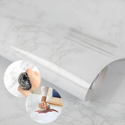 PAPEL ADHESIVO TIPO MÁRMOL – Renueva tus espacios al instante con estilo elegante e impermeable
