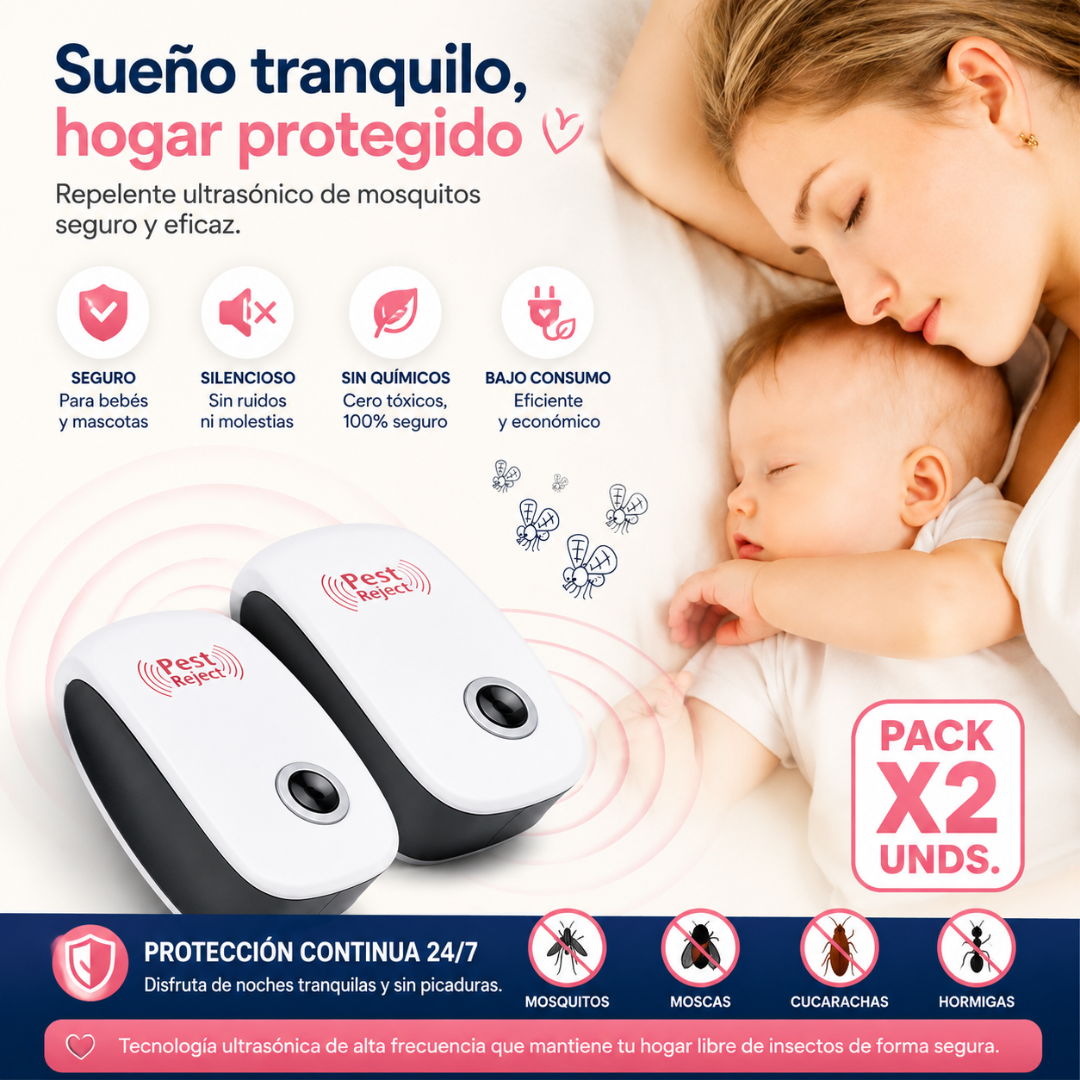 REPELENTE ANTIPLAGAS PACK X2 – Protección práctica contra plagas, solo conecta y deja actuar