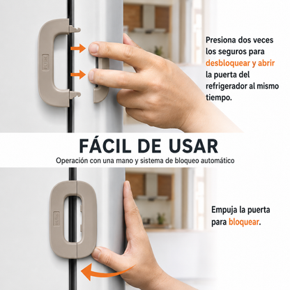 SISTEMA DE CIERRE PARA NEVERA Y ARMARIOS (PACK*3) — Protección infantil sin taladro ni herramientas