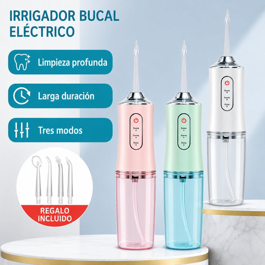 IRRIGADOR BUCAL — Llega donde el cepillo nunca llega y deja la boca con una limpieza que el hilo dental no da