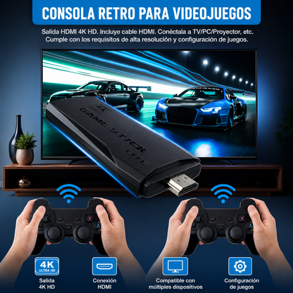 CONSOLA GAME STICK LITE 4K – Miles de clásicos en un solo dispositivo, conecta y juega en segundos