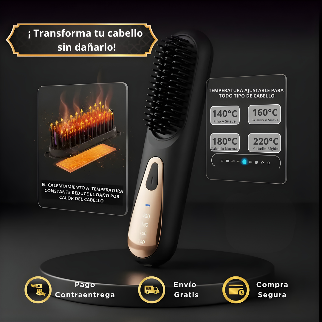 CEPILLO ALISADOR INALÁMBRICO – Cabello perfecto en minutos, sin cables y estés donde estés