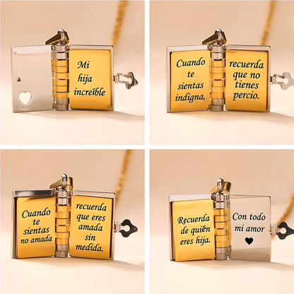 COLLAR DE LIBRO PARA HIJA L – Amor eterno, mensaje del corazón y un recuerdo para toda la vida