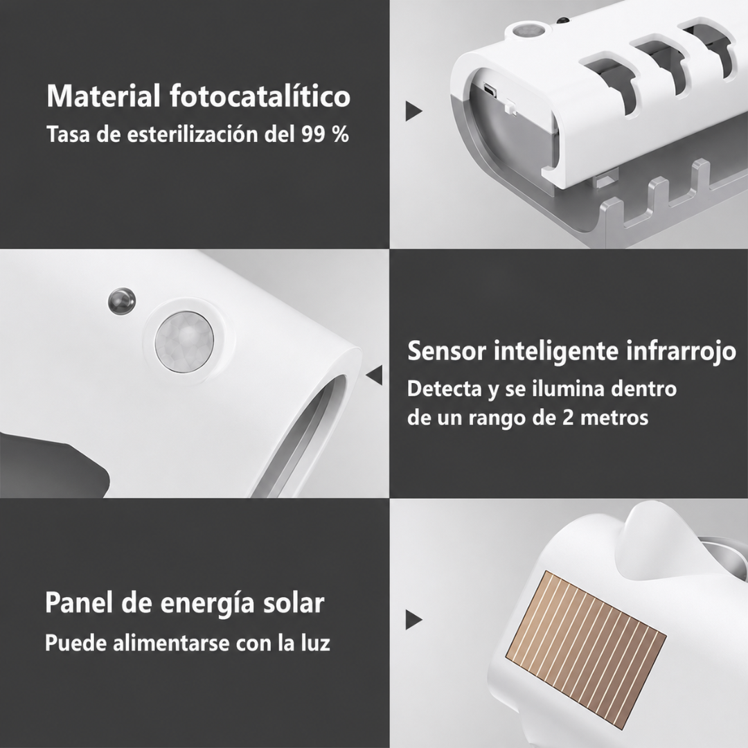 ESTERILIZADOR INTELIGENTE PARA CEPILLO DE DIENTES — El cepillo más limpio de tu baño
