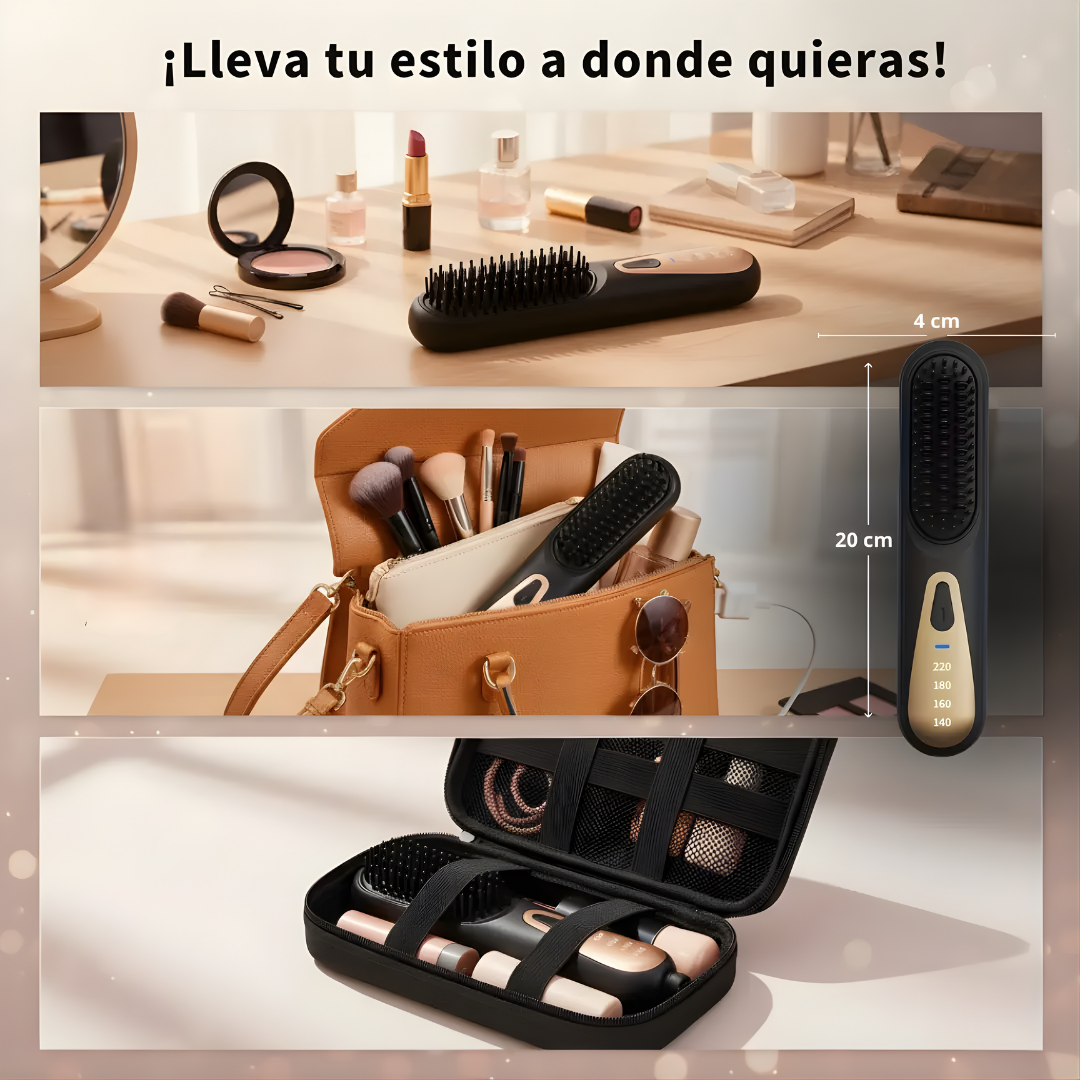 CEPILLO ALISADOR INALÁMBRICO – Cabello perfecto en minutos, sin cables y estés donde estés