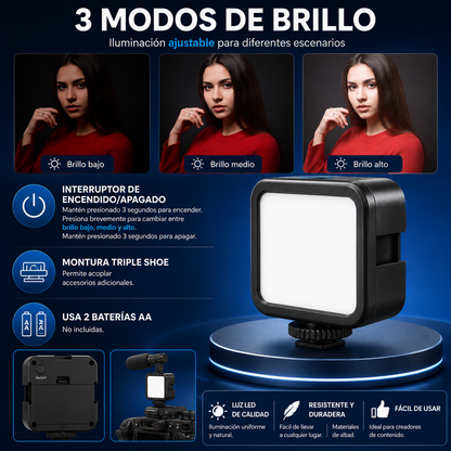 TRIPODE CON LUZ LED Y MICROFONO MODELO AY49G – Crea contenido con mejor luz, audio y estabilidad