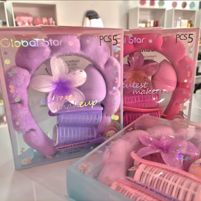 SET RULO/PRENSA/PINZA/VINCHA Y ESPONJA – Rutina completa de belleza, organización práctica y resultados impecables cada día