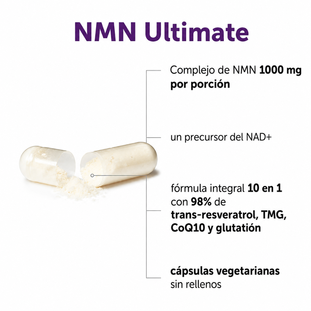 NMN COMPLEX 1,000MG 60 CÁPSULAS — Siéntete más activo, enfocado y con la vitalidad que el cuerpo va perdiendo con los años