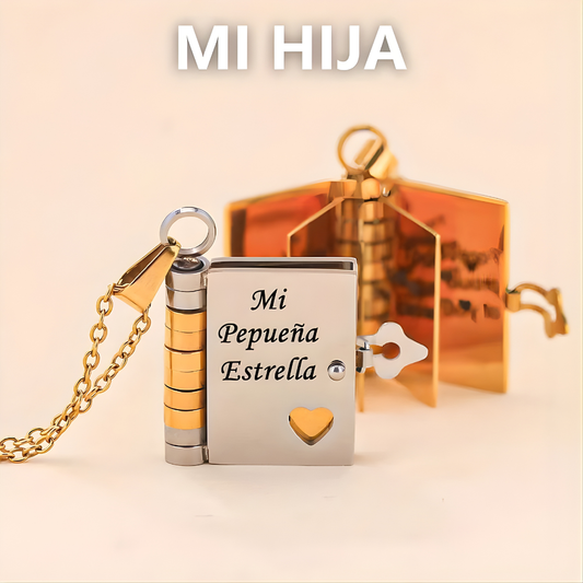 COLLAR DE LIBRO PARA HIJA L – Amor eterno, mensaje del corazón y un recuerdo para toda la vida