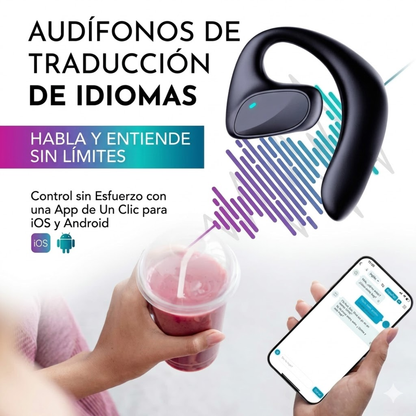 AUDIFONO CON MICROFONO Y AUDIO TRADUCTOR — Música, llamadas y traducción en tiempo real, todo en el mismo audífono