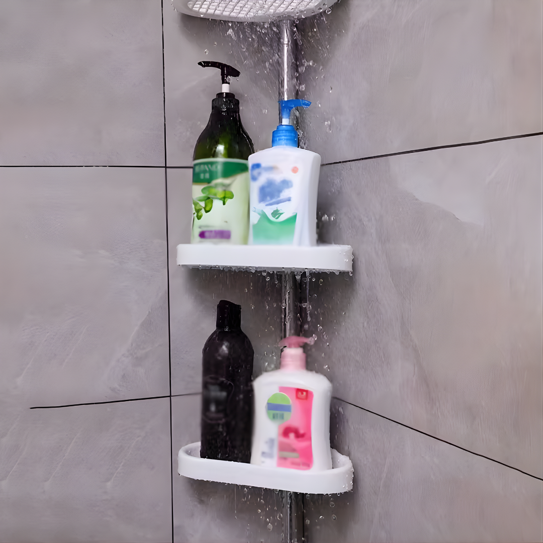 ORGANIZADOR RACK ESQUINERO PARA BAÑO – Aprovecha cada rincón, elimina el desorden y ten todo al alcance sin perforar paredes