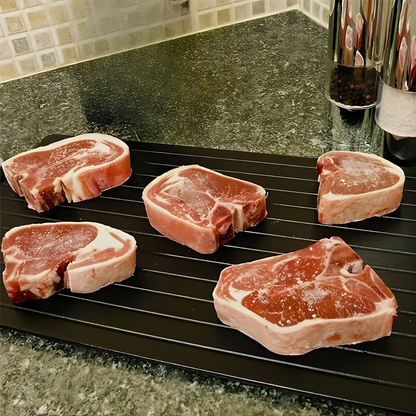 PLACA DESCONGELADORA RÁPIDA – Descongela carnes y alimentos 3 veces más rápido sin electricidad ni microondas