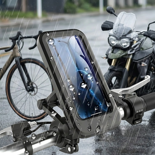 SOPORTE IMPERMEABLE PARA CELULAR EN VOLANTE — Navegación segura y control en cada recorrido