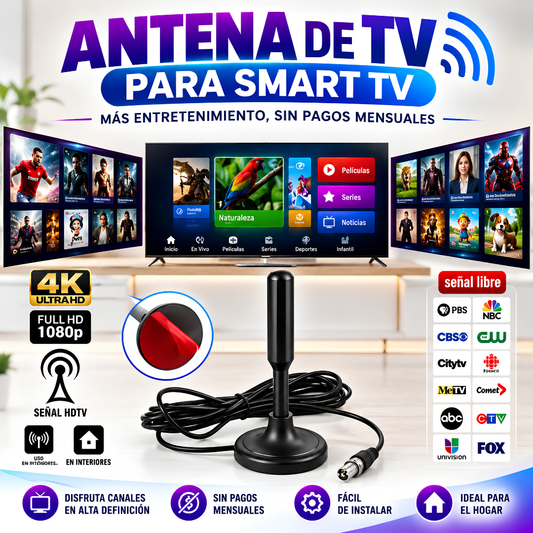ANTENA DE TV PARA SMART TV (SIN CABLE) – Televisión sin mensualidades
