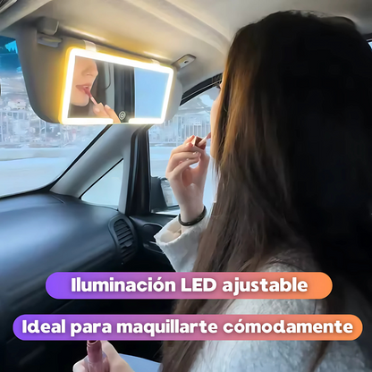 Espejo CarGlam LED - Ilumina tu rutina y retoca con precisión en cualquier momento.