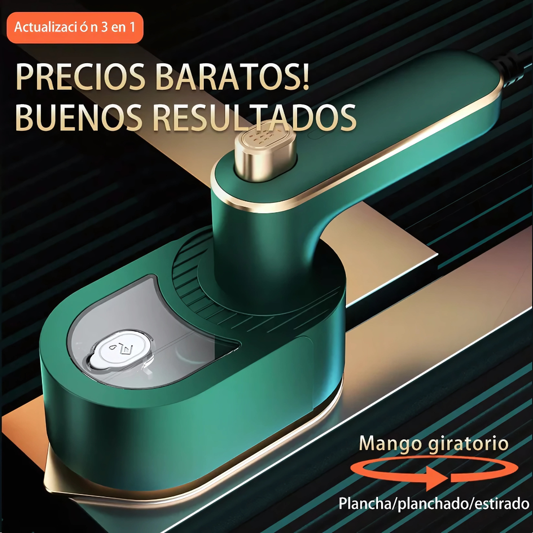 PLANCHA VIAJERA PLEGABLE CON ATOMIZADOR DE AGUA — Potencia profesional en el bolsillo. La ropa impecable donde vayas.